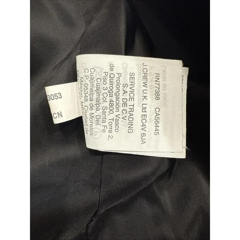 J Crew No 2 Wool Pencil Skirt Black Minimalist‎ Twill Lined Workwear Knee Length